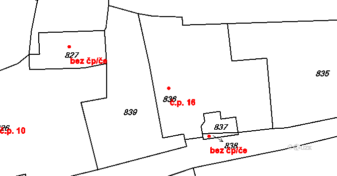 Lisovice 16, Chrást na parcele st. 836 v KÚ Chrást u Tochovic, Katastrální mapa