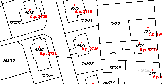 Dvůr Králové nad Labem 2736 na parcele st. 4471 v KÚ Dvůr Králové nad Labem, Katastrální mapa