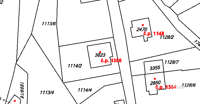Vrchlabí 1356 na parcele st. 3823 v KÚ Vrchlabí, Katastrální mapa