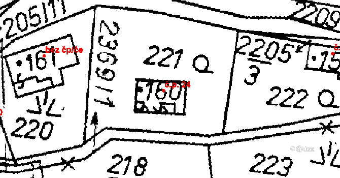 Žibřidice 24, Křižany na parcele st. 160 v KÚ Žibřidice, Katastrální mapa