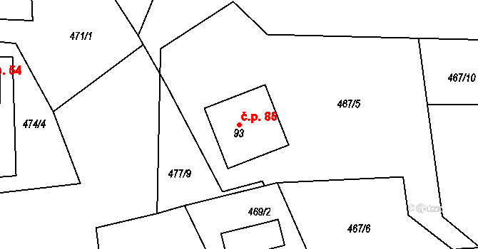 Smolná 85, Rotava na parcele st. 93 v KÚ Smolná, Katastrální mapa