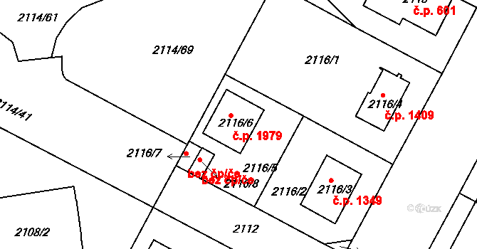 Krč 1979, Praha na parcele st. 2116/6 v KÚ Krč, Katastrální mapa