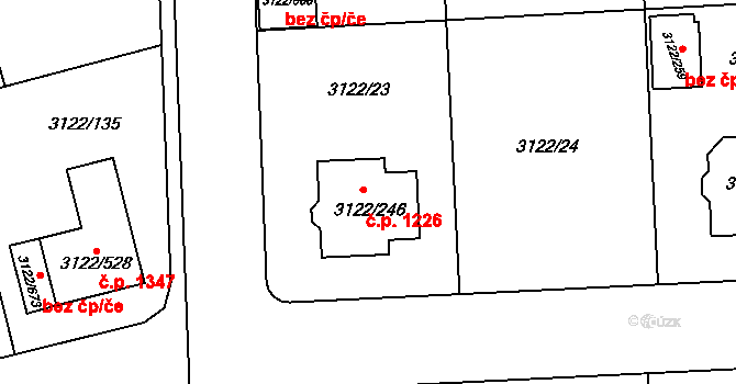 Pohořelice 1226 na parcele st. 3122/246 v KÚ Pohořelice nad Jihlavou, Katastrální mapa