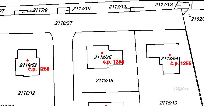 Liberec XIV-Ruprechtice 1254, Liberec na parcele st. 2118/25 v KÚ Ruprechtice, Katastrální mapa