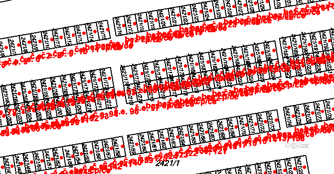 Nouzka 100, Vyškov na parcele st. 2421/216 v KÚ Vyškov, Katastrální mapa