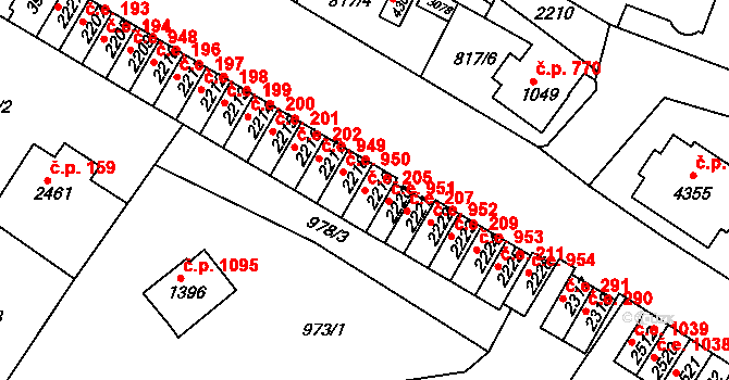 Náchod 205 na parcele st. 2219 v KÚ Náchod, Katastrální mapa