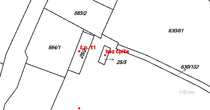 Český Krumlov 38419416 na parcele st. 25/3 v KÚ Vyšný, Katastrální mapa