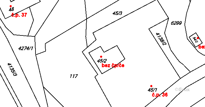 Loukov 41711416 na parcele st. 45/2 v KÚ Loukov u Bystřice pod Hostýnem, Katastrální mapa