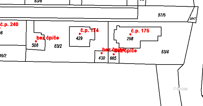Hrochův Týnec 43742416 na parcele st. 430 v KÚ Hrochův Týnec, Katastrální mapa