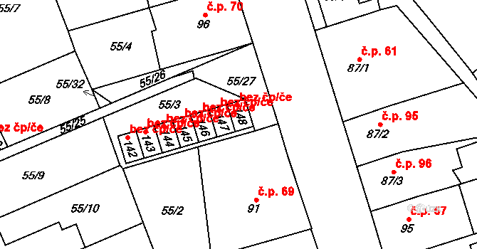 Prosenice 43823416 na parcele st. 148 v KÚ Prosenice, Katastrální mapa