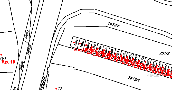 Pudlov 1008, Bohumín na parcele st. 708/4 v KÚ Pudlov, Katastrální mapa