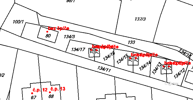 Klatovy 45200416 na parcele st. 77 v KÚ Kydliny, Katastrální mapa