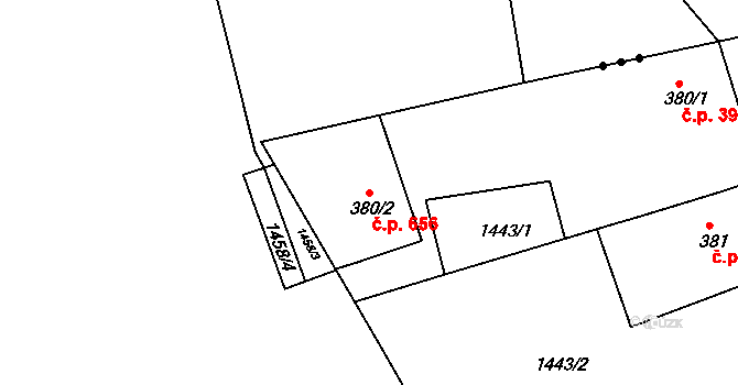 Velké Poříčí 46496416 na parcele st. 380/2 v KÚ Velké Poříčí, Katastrální mapa