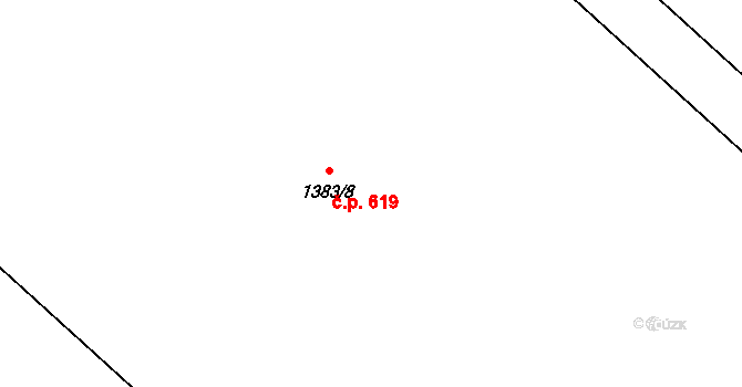 Liberec XI-Růžodol I 619, Liberec na parcele st. 1383/8 v KÚ Růžodol I, Katastrální mapa