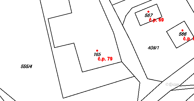 Čenkovice 79 na parcele st. 165 v KÚ Čenkovice, Katastrální mapa
