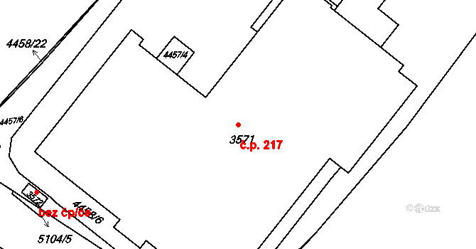 Dolejší Předměstí 217, Domažlice na parcele st. 3571 v KÚ Domažlice, Katastrální mapa