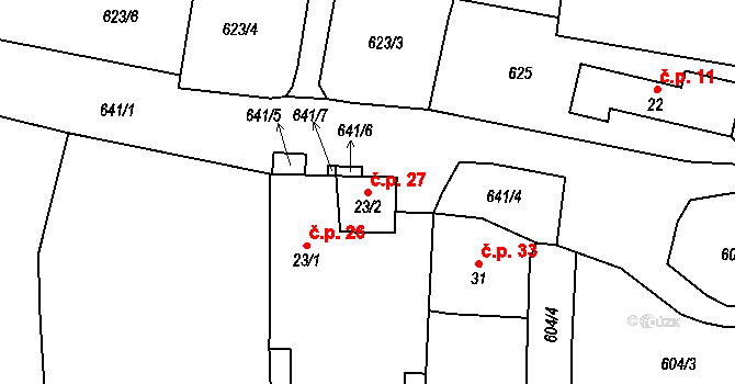 Svojnice 27, Strunkovice nad Blanicí na parcele st. 23/2 v KÚ Svojnice, Katastrální mapa