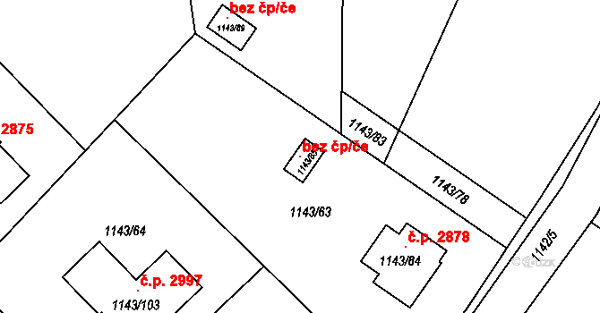 Rožnov pod Radhoštěm 97805416 na parcele st. 1143/85 v KÚ Tylovice, Katastrální mapa