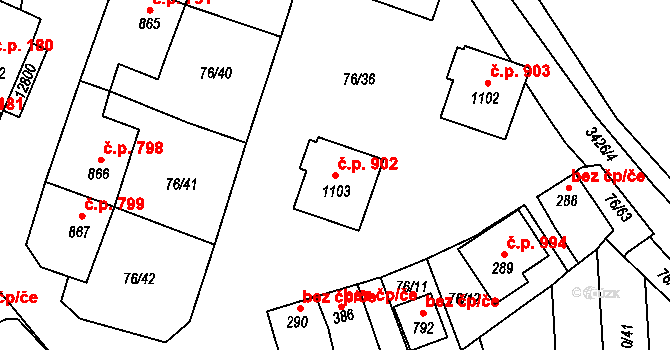 Hrušovany nad Jevišovkou 902 na parcele st. 1103 v KÚ Hrušovany nad Jevišovkou, Katastrální mapa