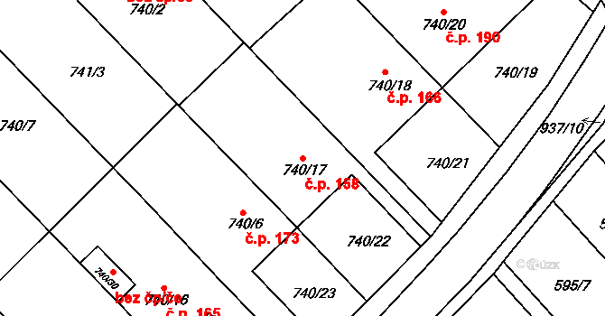 Radslavice 158 na parcele st. 740/17 v KÚ Radslavice u Přerova, Katastrální mapa