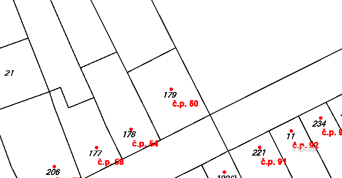 Přerov VIII-Henčlov 50, Přerov na parcele st. 179 v KÚ Henčlov, Katastrální mapa