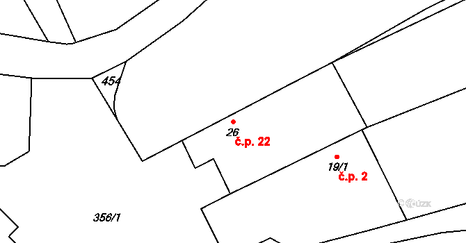 Chroustkov 22, Chlístovice na parcele st. 26 v KÚ Chroustkov, Katastrální mapa