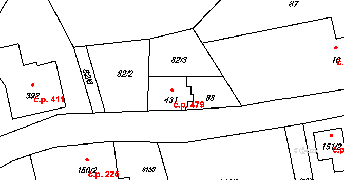 Lučany nad Nisou 479 na parcele st. 431 v KÚ Lučany nad Nisou, Katastrální mapa