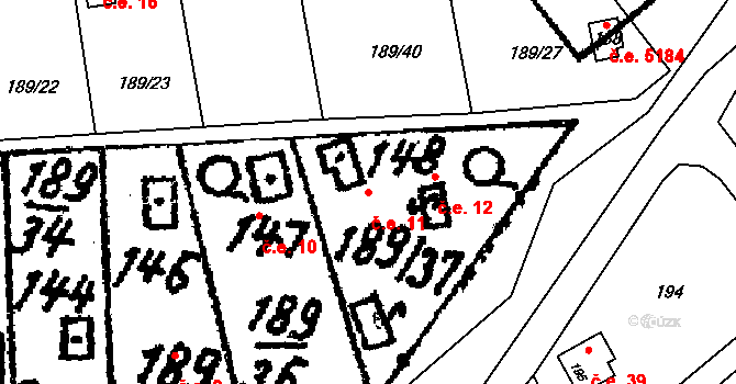 Hosov 11, Jihlava na parcele st. 147 v KÚ Hosov, Katastrální mapa