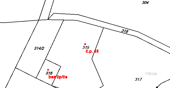 Kolné 15, Stvolínky na parcele st. 315/1 v KÚ Stvolínecké Petrovice, Katastrální mapa