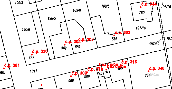 Humny 307, Pchery na parcele st. 587 v KÚ Pchery, Katastrální mapa