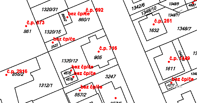 Šumperk 716 na parcele st. 905 v KÚ Šumperk, Katastrální mapa