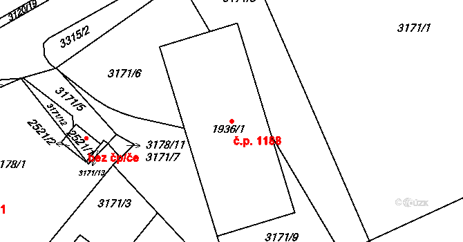 Lomnice nad Popelkou 1188 na parcele st. 1936/1 v KÚ Lomnice nad Popelkou, Katastrální mapa
