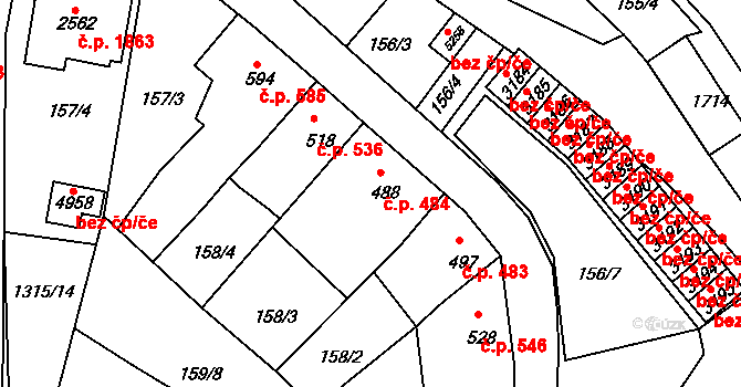 Blansko 484 na parcele st. 488 v KÚ Blansko, Katastrální mapa