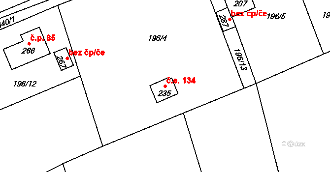Štěnkov 134, Třebechovice pod Orebem na parcele st. 235 v KÚ Štěnkov, Katastrální mapa