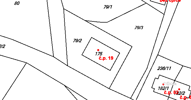 Veselá 19 na parcele st. 175 v KÚ Veselá u Semil, Katastrální mapa