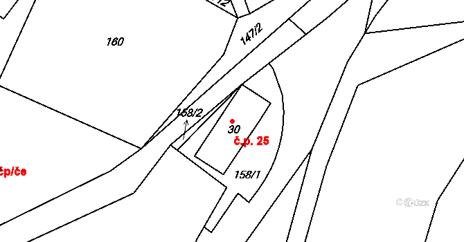 Chlístov 25, Kratušín na parcele st. 30 v KÚ Chlístov u Lažišť, Katastrální mapa