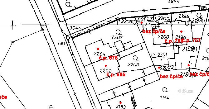 Poděbrady III 675, Poděbrady na parcele st. 2204 v KÚ Poděbrady, Katastrální mapa