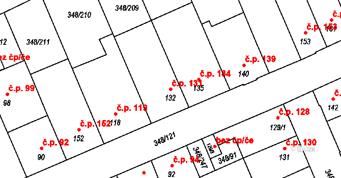Černčice 131 na parcele st. 132 v KÚ Černčice u Loun, Katastrální mapa