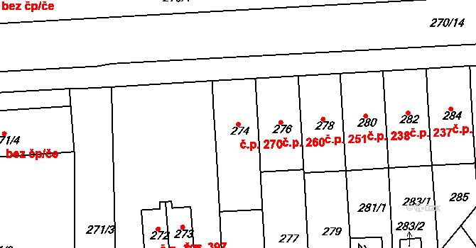 Řetenice 270, Teplice na parcele st. 274 v KÚ Teplice-Řetenice, Katastrální mapa