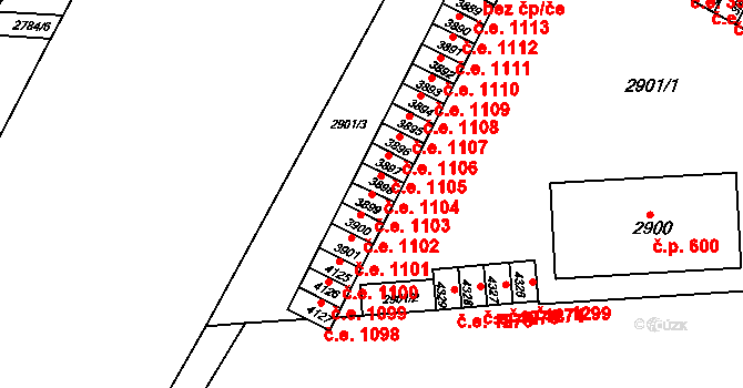 Kuřim 1103 na parcele st. 3899 v KÚ Kuřim, Katastrální mapa
