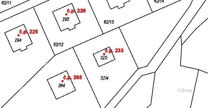 Chotyně 233 na parcele st. 325 v KÚ Chotyně, Katastrální mapa
