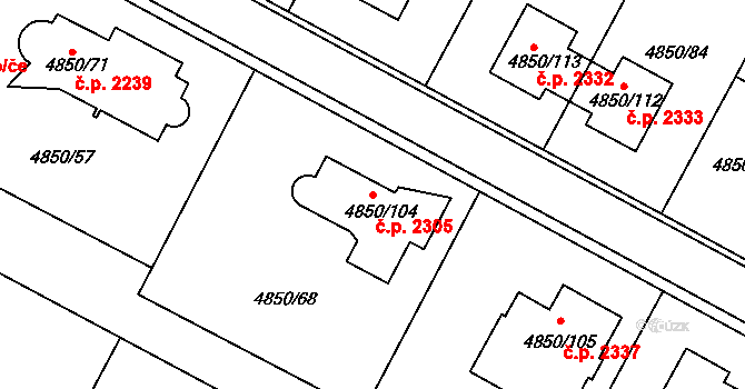 Boskovice 2305 na parcele st. 4850/104 v KÚ Boskovice, Katastrální mapa