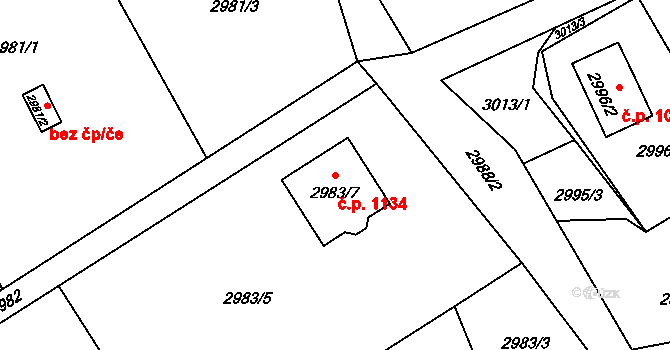 Vendryně 1134 na parcele st. 2983/7 v KÚ Vendryně, Katastrální mapa