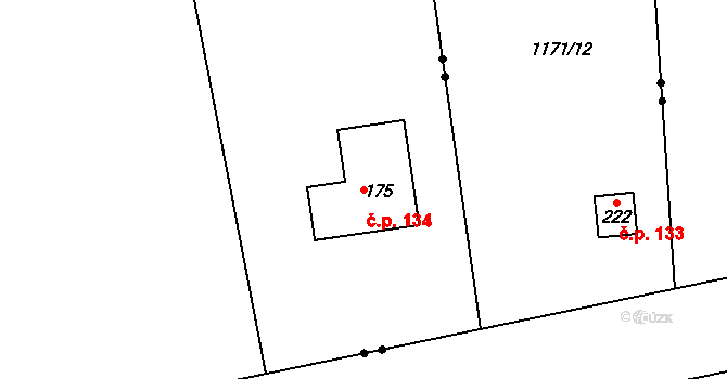Obora 134, Hracholusky na parcele st. 175 v KÚ Obora u Hracholusk, Katastrální mapa