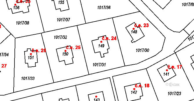 Kobylníky 24, Chotilsko na parcele st. 149 v KÚ Prostřední Lhota, Katastrální mapa
