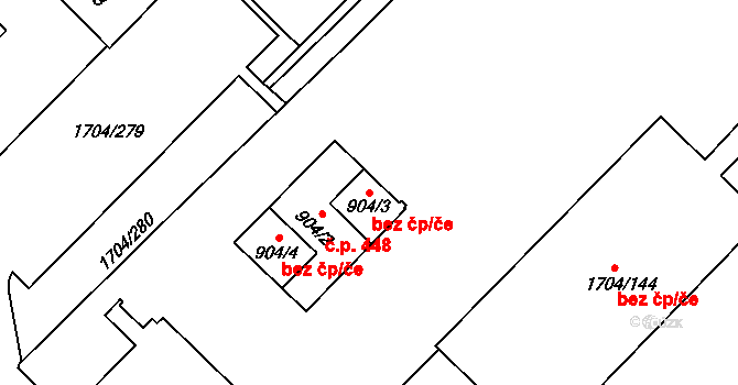 Klášterec nad Ohří 39116417 na parcele st. 904/3 v KÚ Miřetice u Klášterce nad Ohří, Katastrální mapa