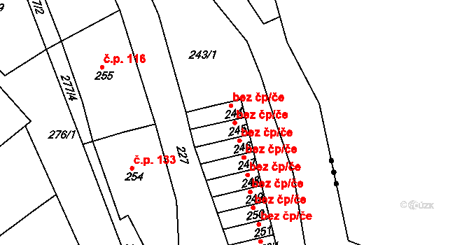 Březová 39643417 na parcele st. 245 v KÚ Březová, Katastrální mapa
