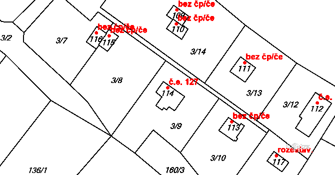 Řevnov 127, Chotoviny na parcele st. 114 v KÚ Řevnov, Katastrální mapa