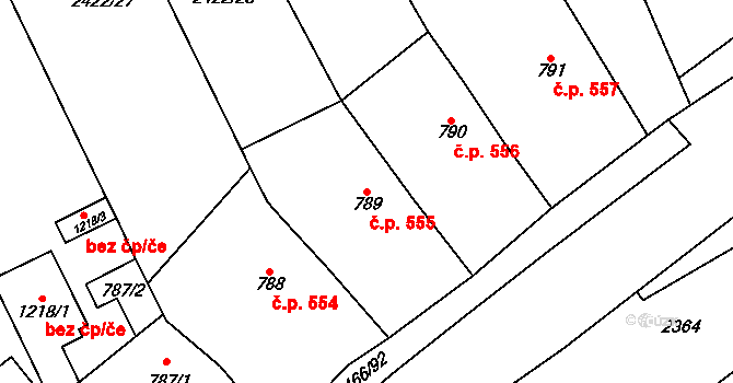 Polešovice 555 na parcele st. 789 v KÚ Polešovice, Katastrální mapa