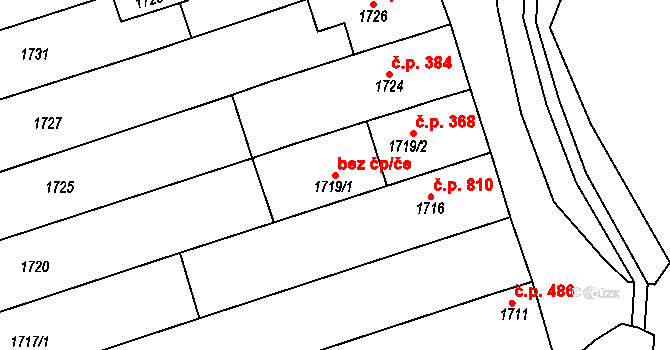 Vlčnov 47610417 na parcele st. 1719/1 v KÚ Vlčnov, Katastrální mapa
